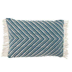 Jaipur Living Jaipur Living Odessa Chevron Lumbar Pillow Cover Tassel Trim Bohemian Indoor Outdoor Blue PLC102457