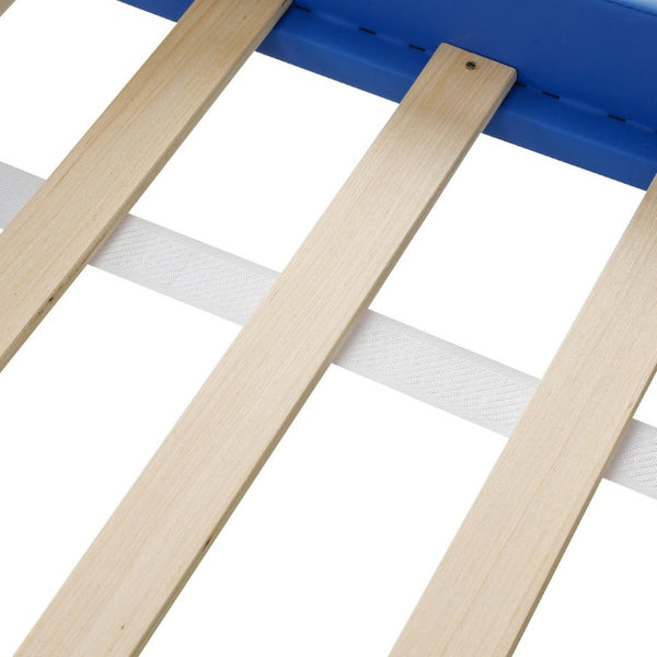 English Elm Twin Race Car Platform Bed for Kids Pine Wood Frame with Safety Rails Blue SF000127AAC-1