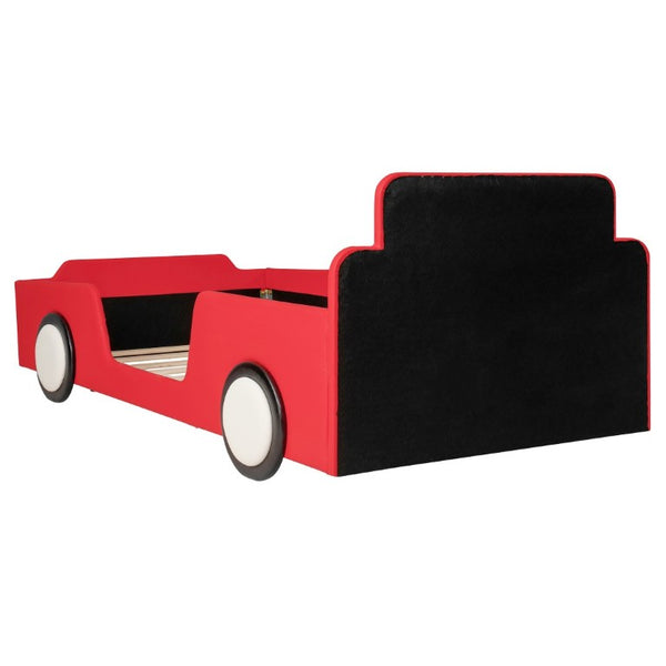 English Elm Twin Race Car Platform Bed for Kids Pine Wood Frame with Safety Rails Red SF000127AAJ-1