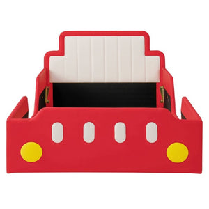 English Elm Twin Race Car Platform Bed for Kids Pine Wood Frame with Safety Rails Red SF000127AAJ-1