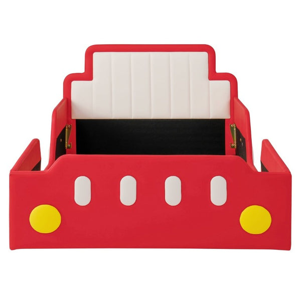 English Elm Twin Race Car Platform Bed for Kids Pine Wood Frame with Safety Rails Red SF000127AAJ-1