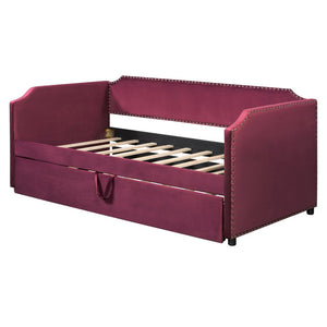 English Elm Twin Velvet Upholstered Daybed with Pop up Trundle for Guest or Studio Rooms SF000197AAJ