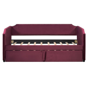 English Elm Twin Velvet Upholstered Daybed with Pop up Trundle for Guest or Studio Rooms SF000197AAJ