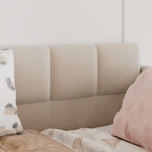 English Elm Full Size Velvet Daybed with Wraparound Panels and Storage Pockets for Guest Rooms Beige SF000208AAA