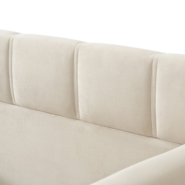 English Elm Full Size Velvet Daybed with Wraparound Panels and Storage Pockets for Guest Rooms Beige SF000208AAA