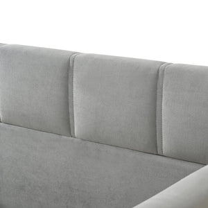 English Elm Full Size Velvet Daybed with Wraparound Panels and Storage Pockets for Guest Rooms Gray SF000208AAE