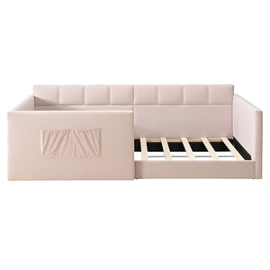 English Elm Full Size Velvet Daybed with Wraparound Panels and Storage Pockets for Guest Rooms Pink SF000208AAH