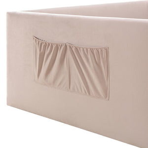 English Elm Full Size Velvet Daybed with Wraparound Panels and Storage Pockets for Guest Rooms Pink SF000208AAH