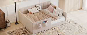 English Elm Full Size Velvet Daybed with Wraparound Panels and Storage Pockets for Guest Rooms Pink SF000208AAH