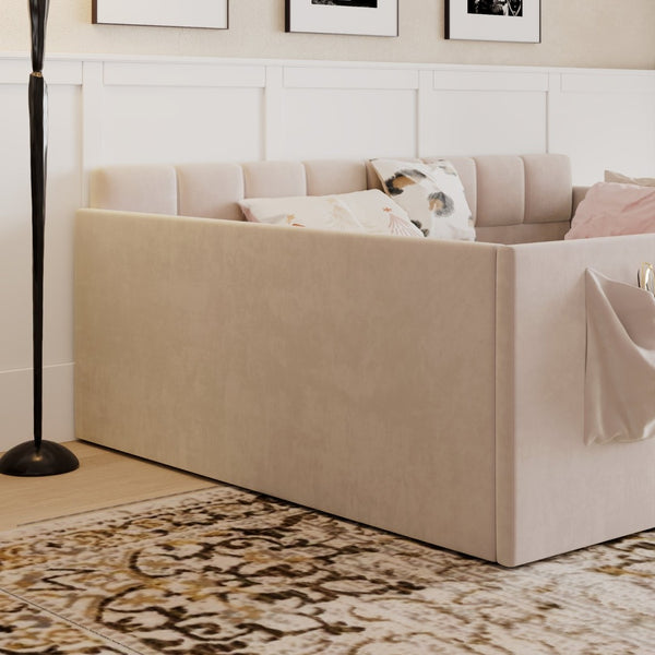 English Elm Full Size Velvet Daybed with Wraparound Panels and Storage Pockets for Guest Rooms Pink SF000208AAH