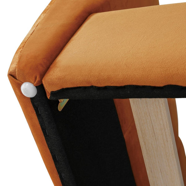 English Elm Full Size Velvet Upholstered Floor Bed with Channel Tufting Low Profile Modern Frame Orange SF000211AAD