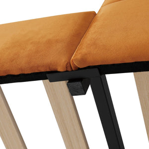 English Elm Full Size Velvet Upholstered Floor Bed with Channel Tufting Low Profile Modern Frame Orange SF000211AAD