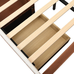 English Elm Full Upholstered Daybed with Corduroy Velvet Fabric 2 Storage Drawers Kids Bedroom Brown SF000213AAD