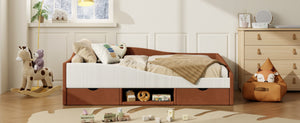 English Elm Full Upholstered Daybed with Corduroy Velvet Fabric 2 Storage Drawers Kids Bedroom Brown SF000213AAD