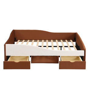 English Elm Full Upholstered Daybed with Corduroy Velvet Fabric 2 Storage Drawers Kids Bedroom Brown SF000213AAD