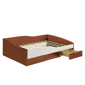 English Elm Full Upholstered Daybed with Corduroy Velvet Fabric 2 Storage Drawers Kids Bedroom Brown SF000213AAD