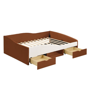 English Elm Full Upholstered Daybed with Corduroy Velvet Fabric 2 Storage Drawers Kids Bedroom Brown SF000213AAD