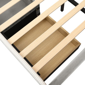 English Elm Full Upholstered Daybed with Corduroy Velvet Fabric 2 Storage Drawers Kids Bedroom Gray SF000213AAE