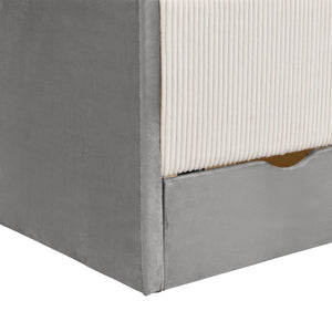 English Elm Full Upholstered Daybed with Corduroy Velvet Fabric 2 Storage Drawers Kids Bedroom Gray SF000213AAE