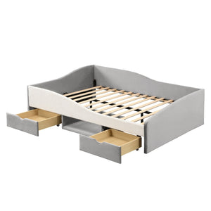English Elm Full Upholstered Daybed with Corduroy Velvet Fabric 2 Storage Drawers Kids Bedroom Gray SF000213AAE