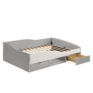 English Elm Full Upholstered Daybed with Corduroy Velvet Fabric 2 Storage Drawers Kids Bedroom Gray SF000213AAE
