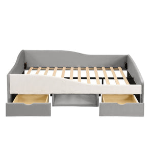 English Elm Full Upholstered Daybed with Corduroy Velvet Fabric 2 Storage Drawers Kids Bedroom Gray SF000213AAE