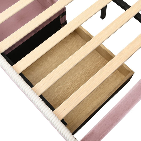 English Elm Full Upholstered Daybed with Corduroy Velvet Fabric 2 Storage Drawers Kids Bedroom Pink SF000213AAH