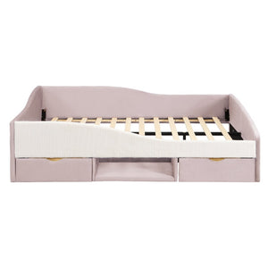 English Elm Full Upholstered Daybed with Corduroy Velvet Fabric 2 Storage Drawers Kids Bedroom Pink SF000213AAH