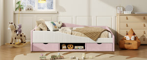 English Elm Full Upholstered Daybed with Corduroy Velvet Fabric 2 Storage Drawers Kids Bedroom Pink SF000213AAH