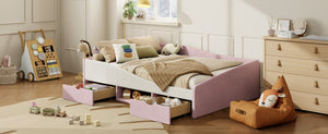 English Elm Full Upholstered Daybed with Corduroy Velvet Fabric 2 Storage Drawers Kids Bedroom Pink SF000213AAH