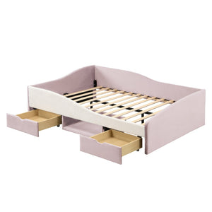 English Elm Full Upholstered Daybed with Corduroy Velvet Fabric 2 Storage Drawers Kids Bedroom Pink SF000213AAH