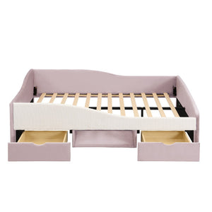 English Elm Full Upholstered Daybed with Corduroy Velvet Fabric 2 Storage Drawers Kids Bedroom Pink SF000213AAH