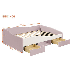 English Elm Full Upholstered Daybed with Corduroy Velvet Fabric 2 Storage Drawers Kids Bedroom Pink SF000213AAH