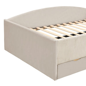 English Elm Full Size Kids Daybed with Corduroy Velvet Upholstery and Two Under Bed Storage Drawers Beige SF000215AAA