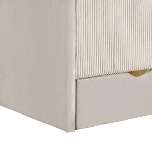 English Elm Full Size Kids Daybed with Corduroy Velvet Upholstery and Two Under Bed Storage Drawers Beige SF000215AAA