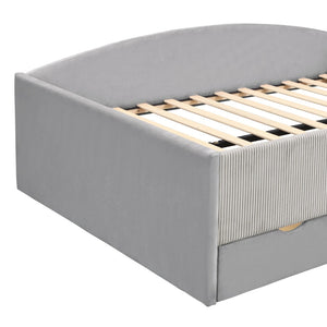 English Elm Full Size Kids Daybed with Corduroy Velvet Upholstery and Two Under Bed Storage Drawers Gray SF000215AAE