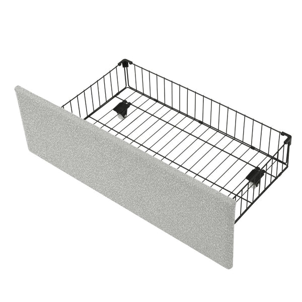 English Elm Full Size Bouclé Upholstered Daybed with Rolling Storage Drawer for Guest Rooms Gray SF000216AAE