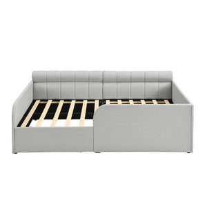 English Elm Full Size Bouclé Upholstered Daybed with Rolling Storage Drawer for Guest Rooms Gray SF000216AAE