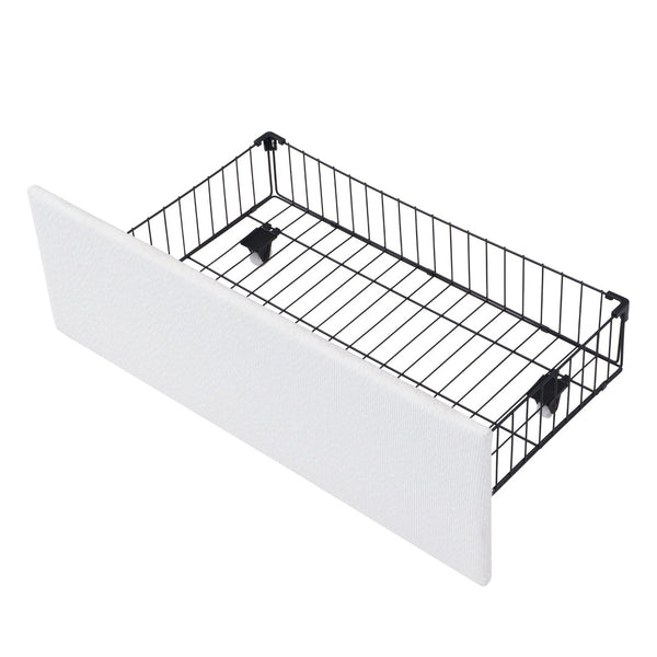 English Elm Full Size Bouclé Upholstered Daybed with Rolling Storage Drawer for Guest Rooms White SF000216AAK