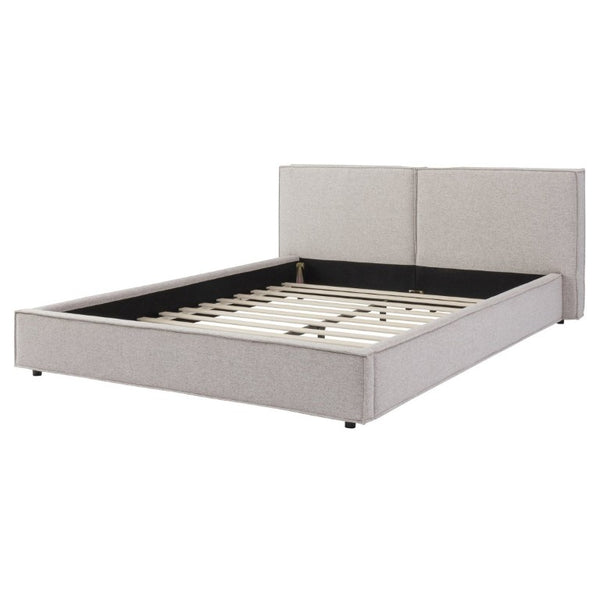 English Elm Modern Biscuit Tufted Queen Platform Bed Faux Linen Upholstered Low Profile Frame Beige SF000217AAA