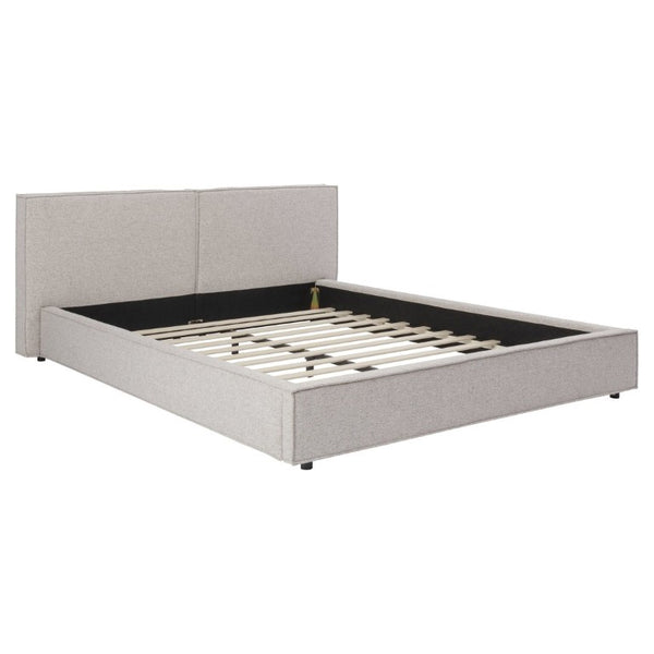 English Elm Modern Biscuit Tufted Queen Platform Bed Faux Linen Upholstered Low Profile Frame Beige SF000217AAA