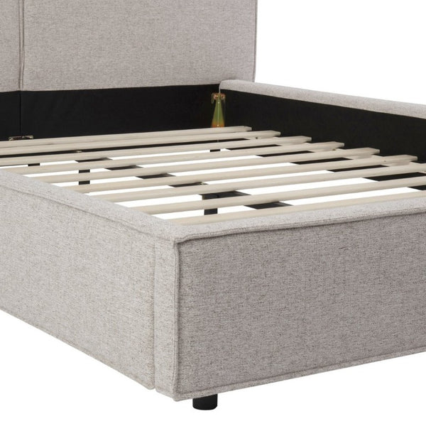English Elm Modern Biscuit Tufted Queen Platform Bed Faux Linen Upholstered Low Profile Frame Beige SF000217AAA