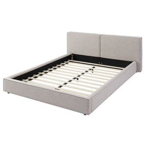 English Elm Modern Biscuit Tufted Queen Platform Bed Faux Linen Upholstered Low Profile Frame Beige SF000217AAA