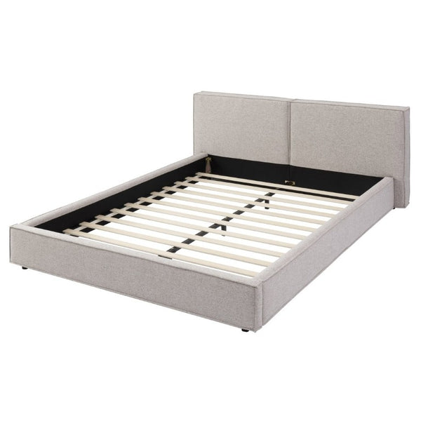 English Elm Modern Biscuit Tufted Queen Platform Bed Faux Linen Upholstered Low Profile Frame Beige SF000217AAA