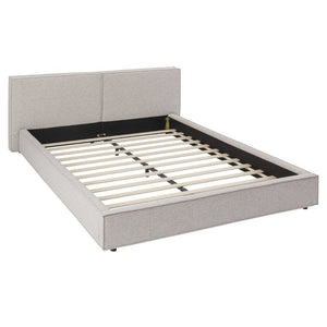 English Elm Modern Biscuit Tufted Queen Platform Bed Faux Linen Upholstered Low Profile Frame Beige SF000217AAA