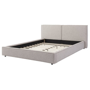 English Elm Modern Biscuit Tufted Queen Platform Bed Faux Linen Upholstered Low Profile Frame Beige SF000217AAA