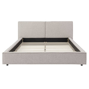 English Elm Modern Biscuit Tufted Queen Platform Bed Faux Linen Upholstered Low Profile Frame Beige SF000217AAA