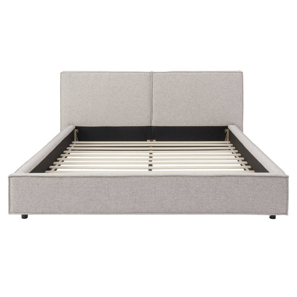 English Elm Modern Biscuit Tufted Queen Platform Bed Faux Linen Upholstered Low Profile Frame Beige SF000217AAA