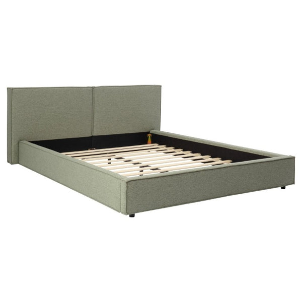 English Elm Modern Biscuit Tufted Queen Platform Bed Faux Linen Upholstered Low Profile Frame Green SF000217AAF