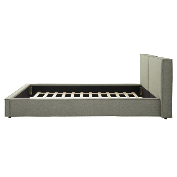 English Elm Modern Biscuit Tufted Queen Platform Bed Faux Linen Upholstered Low Profile Frame Green SF000217AAF